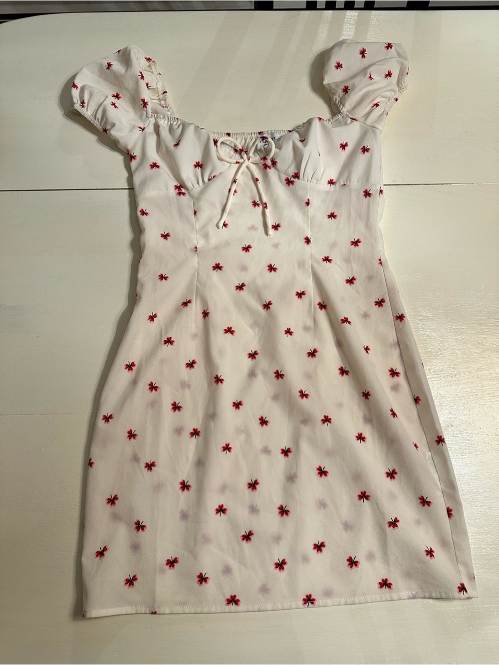 Princess Polly Cream Mini Dress with Red Floral Print
